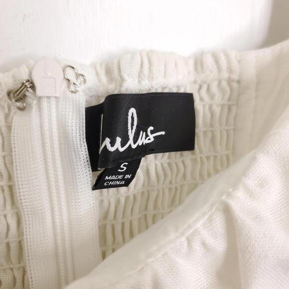 Lulus Dress Womens Small Milkmaid Smocked Back Prairie Bridal Feminine Midi - Picture 4 of 9